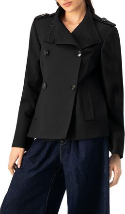 Ivonne High Neck Military Style Coat in Black at Nordstrom, Size 12