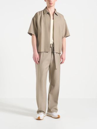 Mani&egrave;re De Voir Aven Boxy Shirt with Crease in Beige at Nordstrom, Size X-Large