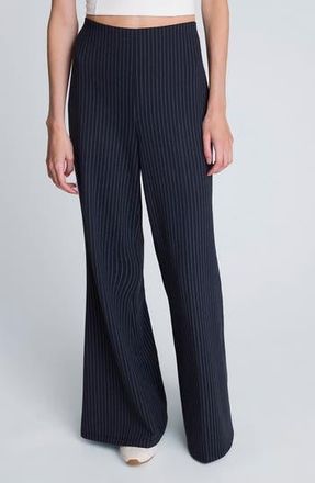 Kenneth Cole High Waist Pull-On Flare Pants in Dark Navy/Pure White Multi at Nordstrom Rack, Size X-Small