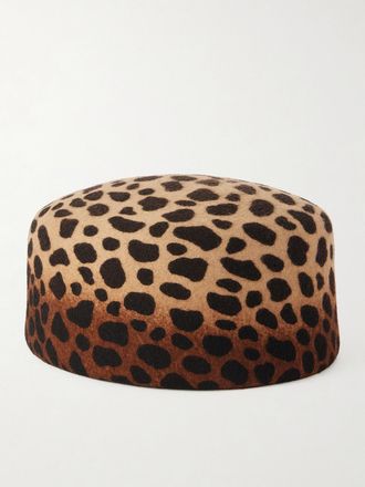 Gigi Burris Millinery Cappello A Tamburello In Feltro Di Lana Leopardato Lauren - Stampa animalier