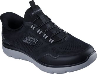 Skechers Slip-On Sneaker SKECHERS SUMMITS, Herren, Gr. 48,5, schwarz (schwarz, grau), Textil, Schuhe Slip-On Sneaker, Freizeitschuh, Schn&uuml;rschuh mit Memory Foa