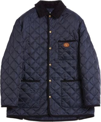 Valentino Garavani Giacca a vento con cappuccio e applicazione VLogo - Blu