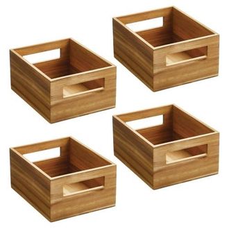 iDesign Acacia Wood Pantry Storage Bin with Handles in Natural 4 Pack at Nordstrom