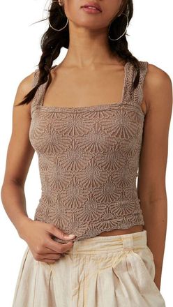 Free People Love Letter Floral Knit Camisole in Strawberry Roan at Nordstrom, Size X-Small