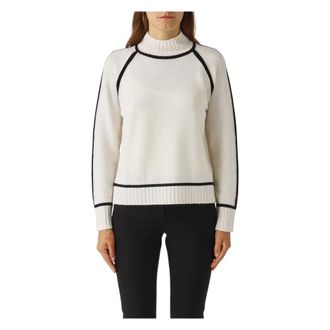 Max Mara Truien & Vesten, Dames, Wit, S, Rondgebreide trui