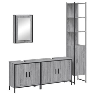 Berkfield Home 4 Piece Bathroom Furniture Set Grey Sonoma Engineered Wood