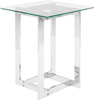 Beliani Beliani - Mesa De Centro Tablero Cuadrado De Vidrio Transparente Con Base De Metal Plateado Estilo Moderno Crystal