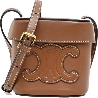 Celine Cuir Triomphe Box Bag Leather Brown Leather Handbag (Pre-Owned)