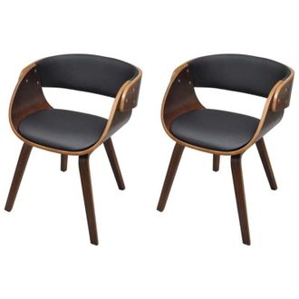 vidaXL Vidaxl - Sillas De Comedor 2 Uds Madera Curvada Y Cuero Sint&eacute;tico Marr&oacute;n