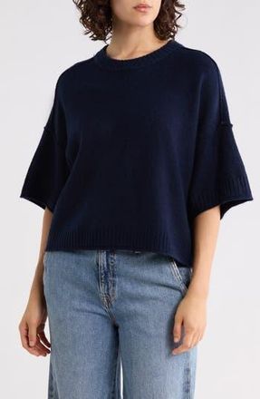 Halogen Exposed Seam Drop Shoulder Sweater in Classic Navy at Nordstrom Rack, Size Medium