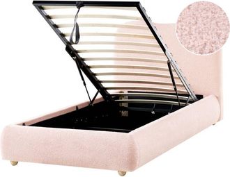 Beliani Cama Con Almacenaje Minimalista Moderna 90 X 200 Cm Boucl&eacute; Rosa Blagnac