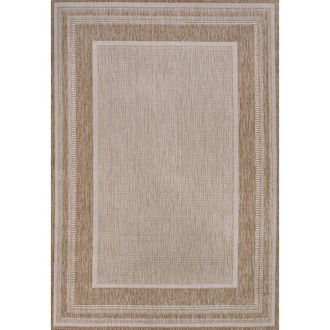 Jonathan Y Designs Beckett Classic Casual Border Stripe Indoor/Outdoor Area Rug in Beige/cream at Nordstrom, Size 5Ft 0In X 8Ft 0In