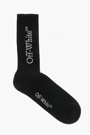 Off-white Long Ribbed Socks with Contrasting Logo Embroidery size L