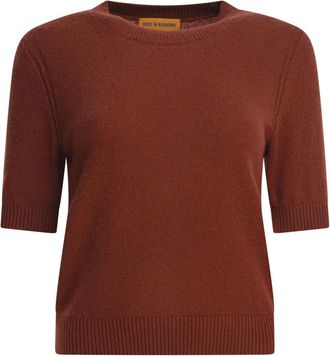 Guest In Residence Sweater Tee - Dames - Cashmere truien - Bruin - L - Kasjmier - Truien & Vesten