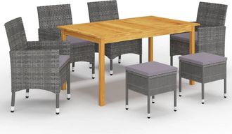 vidaXL Juego De Comedor De Jard&iacute;n De 7 Piezas Gris Vidaxl