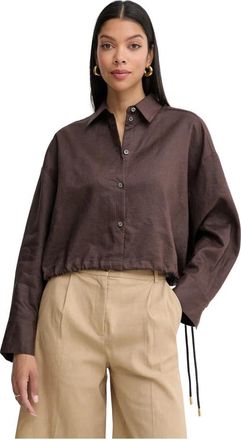 Pinko Noelle Shirt - Dames - Overhemden - Bruin - L - Linnen - Overhemden