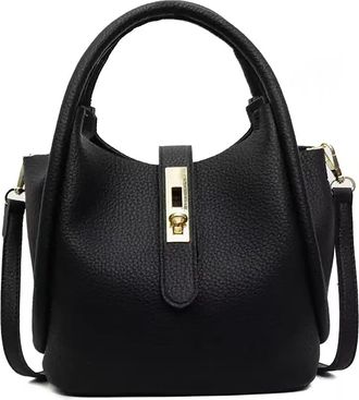 Generic Womens Large Capacity BlackCrossbody Bag -PU Leather BucketShoulder Bag,Stylish SpaciousHandbag for Travel Shopping