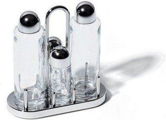 Alessi Servicio De Condimentos Inox Y Transparente Dise&ntilde;o Minimalista