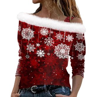 Generic Christmas Jumpers for Women UK Ladies Christmas Jumpers Xmas Tops Furry V Neck 3/4 Sleeve Shirts Xmas Tree Snowflake Wine Glasses Graphic Tees Casual 