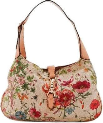 Gucci Pre-owned Le Jackie Flore - Dames - Vintage Schoudertas - Beige - ONE Size - Vintage
