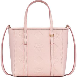 MCM Mini Toni Top-Zip Shopper in Maxi Monogram Leather in Lotus Pink at Nordstrom