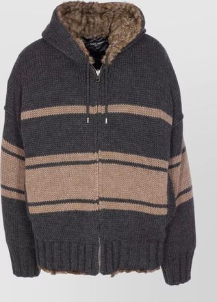 Dolce & Gabbana knitted hooded jacket striped pattern