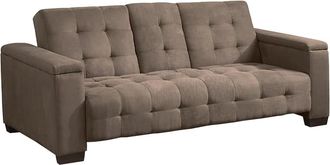 VENTE-UNIQUE.COM Sof&aacute; cama microfibra 3 plazas marr&oacute;n 218x94cm