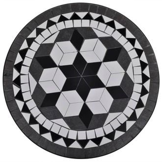 Berkfield Home Bistro Table Black & White 60 cm Mosaic