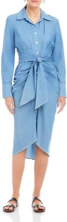Fifteen Twenty Rayleen Pleated Long Sleeve Shirtdress in Chambray at Nordstrom, Size X-Small