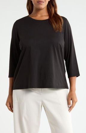 Eileen Fisher Organic Cotton Top in Black at Nordstrom, Size 1X