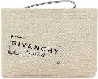Givenchy Sand Canvas Clutch Beigeblack