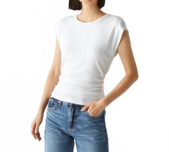 Michael Stars Joni Crew Neck Top In White