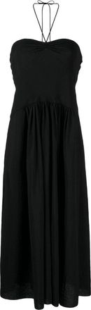 Vince halterneck pleated dress - women - Rayon/Nylon - M - Black
