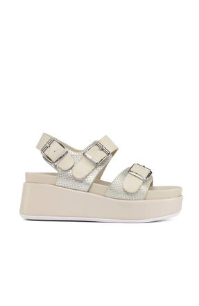 J/Slides Womens Brooke Wedge Sandals In Bone Multi