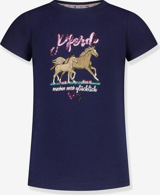 Salt And Pepper T-Shirt mit Pferde-Stickerei, Pailletten-Applikation M&auml;dchen Salt and Pepper marine