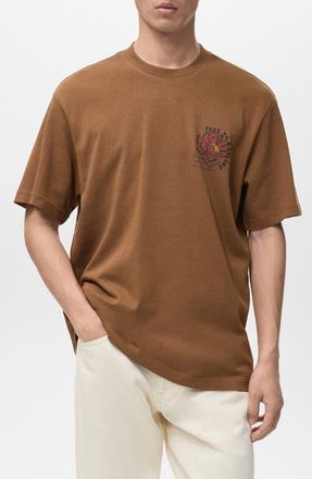 Mango Free to Explore Graphic T-Shirt in Tobacco Brown at Nordstrom, Size Medium