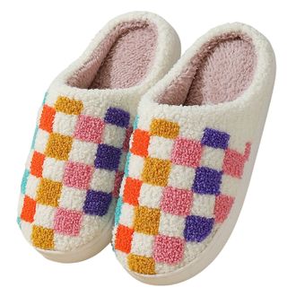 Generic Slippers for Women Fuzzy House Slip On Indoor Outdoor Bedroom Fleece Lined Cozy Slipper Winter Warm Soft Plush Cute Non-Slip Holiday Slippers Ladies C