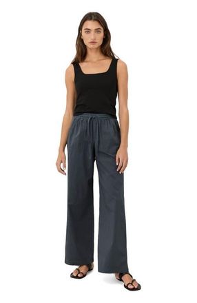 Pact Organic Cotton Stretch Poplin Wide Leg Pant in Steel Blue at Nordstrom, Size X-Small 26