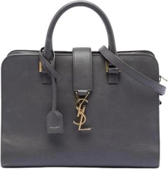Saint Laurent Pre-owned Handbags, female, Gray, Size: ONE SIZE Pre-owned Cabas Satchel