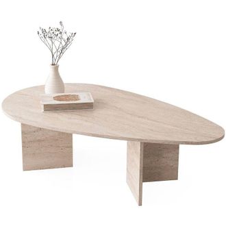 Vente-Unique Tavolino da salotto - Effetto travertino beige - LOMARETI