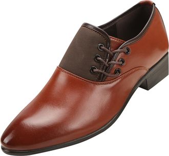 Generic Mens Business Dress Shoes Vintage Lace-ups Derbys Pointed Toe Leather Shoe Breathable Soft Trainers Block Heel Non Slip Low Top Footwear for Casual Bu