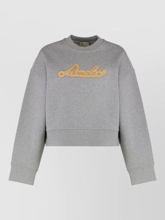 Moncler cotton cropped sweatshirt crew neck