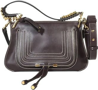 Chlo&eacute; 2010-2025 Small Leather Marcie Saddle Shoulder Bag satchel - Bruin