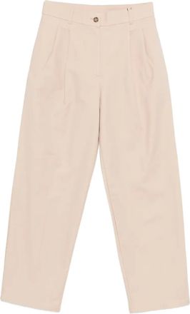 Calvin Klein button pleated trousers - women - Cotton/Elastane/Polyester/Cotton - 4 - Neutrals