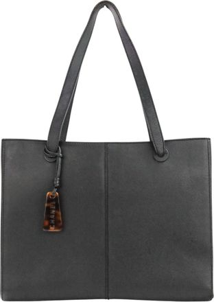 Chanel Black White Leather Tote Bag (Pre-Owned)