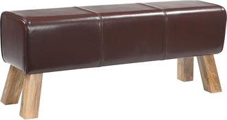 vidaXL Banco 110 X 30 X 45 Cm Cuero Real Marr&oacute;n Oscuro Vidaxl