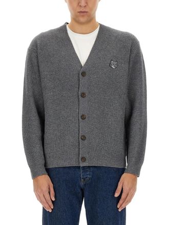Maison Kitsun&eacute; Dark Grey V Neck Cardigan
