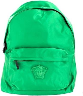 Versace Versace Large Bright Green Nylon Fabric Medusa Shoulder Backpack Womens Bookbag