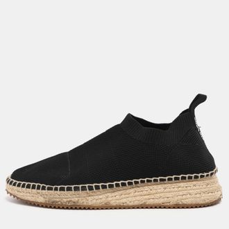 Alexander Wang Black Knit Fabric Dylan Espadrille Flats Size 37