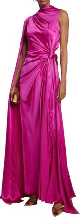Roksanda Ilincic Fushia Orien Asymmetrical Silk Draped Gown Size XS
